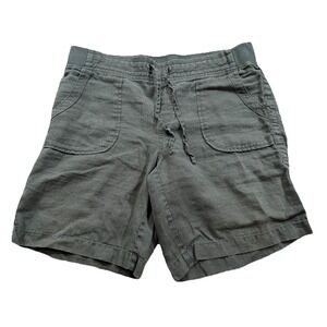 Athleta Linen Shorts Women's Chambray Sustainable Gray Green Hiking Outdoors 12
